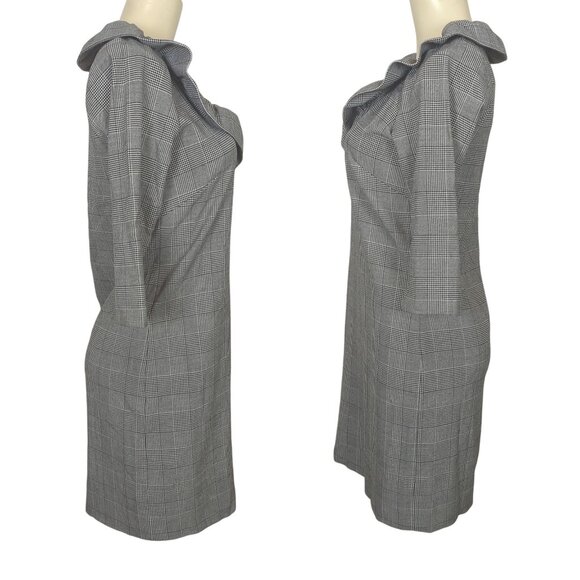 Gretchen Scott Dress black white size 0 / 2 Shrimp Wall Street Ruff Neck - Picture 4 of 16